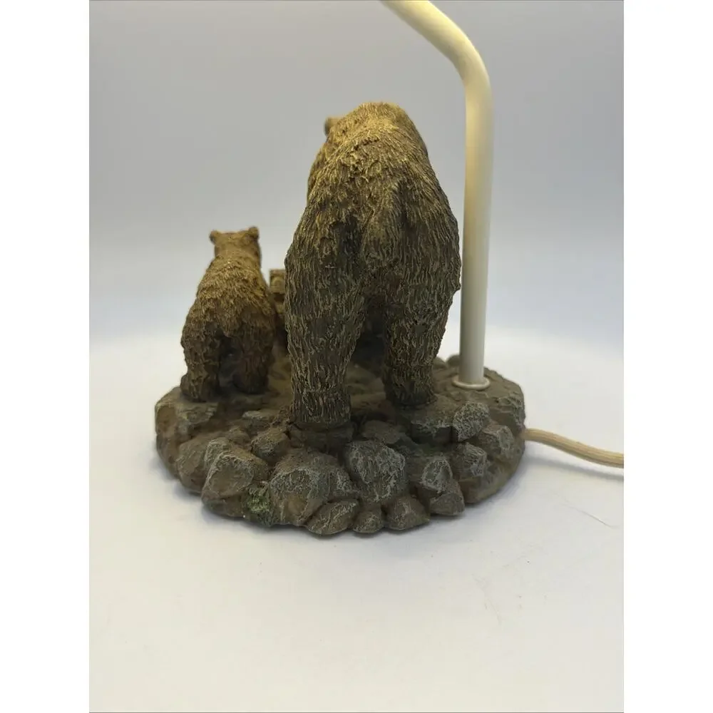 Rustic Bear Fish Table Desk Nightstand Night Lamp Light Woodland Cabin Lodge